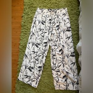 Rachel Zoe Black and White Floral Wide Leg Pants